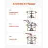 VEVOR Chafing Dish Buffet Set, 5 Qt 4 Pack, Stainless Steel Chafer with 4 Full Size Pan, Round Catering Warmer Server with Glass Lid Water Pan Folding Stand Fuel Holder, for Wedding Banquet, Gold(Gold)