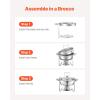 VEVOR Chafing Dish Buffet Set, 5 Qt 4 Pack, Stainless Steel Chafer with 4 Full Size Pan, Round Catering Warmer Server with Glass Lid Water Pan Folding Stand Fuel Holder, for Wedding Banquet, Gold(Silver-white)