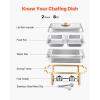 VEVOR Chafing Dish Buffet Set, 8 Qt 6 Pack, Stainless Steel Chafer with 6 Full Size Pans, Rectangle Catering Warmer Server with Lid Water Pan Stand Fuel Holder, for Weddings Parties Banquets, Silver(Gold)