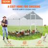 VEVOR Large Metal Chicken Coop, 19.7×9.8×6.5ft Walk-in Chicken Runs for Yard with Cover, Spire Roof Hen House with Security Lock for Outdoor and Backyard, Farm, Duck Rabbit Cage Poultry Pen(Silver – Spire Roof with Split Door)