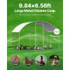 VEVOR Large Metal Chicken Coop, 19.7×9.8×6.5ft Walk-in Chicken Runs for Yard with Cover, Spire Roof Hen House with Security Lock for Outdoor and Backyard, Farm, Duck Rabbit Cage Poultry Pen(Silver – Dome Roof)