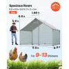 VEVOR Large Metal Chicken Coop, 19.7×9.8×6.5ft Walk-in Chicken Runs for Yard with Cover, Spire Roof Hen House with Security Lock for Outdoor and Backyard, Farm, Duck Rabbit Cage Poultry Pen(Silver – Spire Roof)