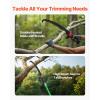 VEVOR Manual Pole Saw, 7.3-27 ft Extendable Tree Pruner, Sharp Steel Blade and Scissors High Branches Trimming, Branch Trimmer with Lightweight 8 Fiberglass Handles, for Pruning Palms and Shrubs(Pole Saw)