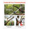 VEVOR Manual Pole Saw, 7.3-27 ft Extendable Tree Pruner, Sharp Steel Blade and Scissors High Branches Trimming, Branch Trimmer with Lightweight 8 Fiberglass Handles, for Pruning Palms and Shrubs(Pole Saw with Scissors)