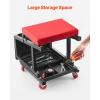 VEVOR Mechanic Stool Dual Storage Trays Rolling Stool and Garage Stool with Adjustable Height 23.6–29.5 in,Soft Waterproof Cushion 360° Swivel Casters 330 LBS Capacity Heavy Duty(two-in-one Stool)