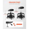 VEVOR Mechanic Stool Dual Storage Trays Rolling Stool and Garage Stool with Adjustable Height 23.6–29.5 in,Soft Waterproof Cushion 360° Swivel Casters 330 LBS Capacity Heavy Duty(Adjustable Height Stool-Black)