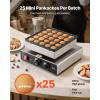 VEVOR Mini Pancake Maker, 25PCS 43mm Diameter Dutch Muffin Waffle Baker, Non-stick Stainless Steel Poffertjes Grill, Commercial Electric Dorayaki Machine, Temp & Time Control, Home Kitchen Restaurant(25pcs)