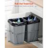 VEVOR Pull-Out Trash Can, 27 QT x2 Double Under Mount Kitchen Waste Container, Heavy Duty Garbage Recycling Bin with Door Kit and Soft Close Slide, for Kitchen Cabinet, Sink, Under Counter (Grey)(54QT(27QTx2))