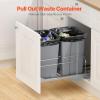 VEVOR Pull-Out Trash Can, 27 QT x2 Double Under Mount Kitchen Waste Container, Heavy Duty Garbage Recycling Bin with Door Kit and Soft Close Slide, for Kitchen Cabinet, Sink, Under Counter (Grey)(54QT)