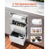 VEVOR Pull-Out Trash Drawer 13.4″W x 25.7″H x 19.6″D Lower Sliding Rails Steel Roll-Out Trash Bin Pull-Out Tray Outdoor Handled Kitchen Trash Drawer for BBQ Island Grill Station Trash Can NOT Included(Paper Tower)