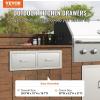 VEVOR Pull-Out Trash Drawer 13.4″W x 25.7″H x 19.6″D Lower Sliding Rails Steel Roll-Out Trash Bin Pull-Out Tray Outdoor Handled Kitchen Trash Drawer for BBQ Island Grill Station Trash Can NOT Included(Horizontal)