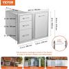 VEVOR Pull-Out Trash Drawer 13.4″W x 25.7″H x 19.6″D Lower Sliding Rails Steel Roll-Out Trash Bin Pull-Out Tray Outdoor Handled Kitchen Trash Drawer for BBQ Island Grill Station Trash Can NOT Included(Drawer+Door Combo)