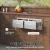 VEVOR Pull-Out Trash Drawer 13.4″W x 25.7″H x 19.6″D Lower Sliding Rails Steel Roll-Out Trash Bin Pull-Out Tray Outdoor Handled Kitchen Trash Drawer for BBQ Island Grill Station Trash Can NOT Included(Horizontal)