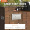 VEVOR Pull-Out Trash Drawer 13.4″W x 25.7″H x 19.6″D Lower Sliding Rails Steel Roll-Out Trash Bin Pull-Out Tray Outdoor Handled Kitchen Trash Drawer for BBQ Island Grill Station Trash Can NOT Included(Access Drawer)