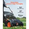 VEVOR Push Lawn Sweeper, 26 Inch Leaf & Grass Collector, Strong Rubber Wheels & Heavy Duty Thickened Steel Durable to Use with Large Capacity 7 ft³ Mesh Collection Bag, 4 Spinning Brushes(21 inch)