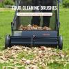 VEVOR Push Lawn Sweeper, 26 Inch Leaf & Grass Collector, Strong Rubber Wheels & Heavy Duty Thickened Steel Durable to Use with Large Capacity 7 ft³ Mesh Collection Bag, 4 Spinning Brushes(26 inch)