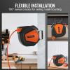 VEVOR Retractable Air Hose Reel, 3/8 IN x 50 FT Hybrid Air Hose Max 300PSI, Air Compressor Hose Reel with 5 ft Lead in, Ceiling/Wall Mount Heavy Duty Single Arm Steel Reel(Enclosed Reel)