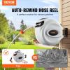 VEVOR Retractable Hose Reel, 65 ft x 5/8 inch, 180° Swivel Bracket Wall-Mounted, Garden Water Hose Reel with 9-Pattern Nozzle, Automatic Rewind, Lock at Any Length, and Slow Return System(130 ft)
