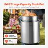 VEVOR Stainless Steel Stockpot, 84 Quart Large Cooking Pots, Cookware Sauce Pot with Basket, Lid, and Handle, Heavy Duty Commercial Grade Stock Pot, Sanding Treatment, for Large Groups Events Silver(63.9 Quarts)