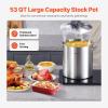 VEVOR Stainless Steel Stockpot, 84 Quart Large Cooking Pots, Cookware Sauce Pot with Basket, Lid, and Handle, Heavy Duty Commercial Grade Stock Pot, Sanding Treatment, for Large Groups Events Silver(53 Quarts)