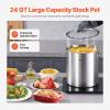 VEVOR Stainless Steel Stockpot, 84 Quart Large Cooking Pots, Cookware Sauce Pot with Basket, Lid, and Handle, Heavy Duty Commercial Grade Stock Pot, Sanding Treatment, for Large Groups Events Silver(24 Quarts)