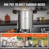 VEVOR Stainless Steel Stockpot, 84 Quart Large Cooking Pots, Cookware Sauce Pot with Basket, Lid, and Handle, Heavy Duty Commercial Grade Stock Pot, Sanding Treatment, for Large Groups Events Silver(42 Quarts)