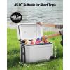 VEVOR Ultra-Light Hard Cooler, Ice Retention Cooler with Heavy Duty Handle, Ice Chest Lunch Box for Camping, Travel, Outdoor, Keeps Cool for up to 6 Days, 30% Lighter Than Rotomolded Coolers(45 QT with wheels)