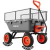 VEVOR 1200lbs 7Cu.Ft. Garden Dump Cart with 2-in-1 Convertible Handle and 13in All Terrain Wheels, Heavy Duty Poly Yard Dump Wagon Utility ATV Trailer Dump Cart Tow Behind for Lawn Mower Tractor(Upgraded 800LBS & Flat Free Tires)