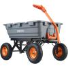VEVOR 1200lbs 7Cu.Ft. Garden Dump Cart with 2-in-1 Convertible Handle and 13in All Terrain Wheels, Heavy Duty Poly Yard Dump Wagon Utility ATV Trailer Dump Cart Tow Behind for Lawn Mower Tractor(1500lbs & Pneumatic Tire)
