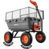 VEVOR 1200lbs 7Cu.Ft. Garden Dump Cart with 2-in-1 Convertible Handle and 13in All Terrain Wheels, Heavy Duty Poly Yard Dump Wagon Utility ATV Trailer Dump Cart Tow Behind for Lawn Mower Tractor(Upgraded 1200LBS & Flat Free Tires)