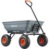 VEVOR 1200lbs 7Cu.Ft. Garden Dump Cart with 2-in-1 Convertible Handle and 13in All Terrain Wheels, Heavy Duty Poly Yard Dump Wagon Utility ATV Trailer Dump Cart Tow Behind for Lawn Mower Tractor(600lbs&Pneumatic Tires)