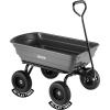 VEVOR 1200lbs 7Cu.Ft. Garden Dump Cart with 2-in-1 Convertible Handle and 13in All Terrain Wheels, Heavy Duty Poly Yard Dump Wagon Utility ATV Trailer Dump Cart Tow Behind for Lawn Mower Tractor(600LBS & Flat Free Tires)