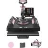 VEVOR 15×15 Heat Press Machine 8 in 1 Combo with 30 OZ Tumbler Press & Hat Press, Slide Out Heat Press Sublimation Machine for T-Shirts, Hats Caps Tumblers Glass Cans Mugs, and Plates (Light Green)(5 in 1 Pink-15×15-30OZ)