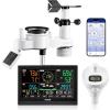 VEVOR 7-in-1 Wi-Fi Weather Station with APP, 7.5-Inch VA Display, Wireless Solar Powered Outdoor Sensor, Rain Gauge, Indoor Outdoor for Weather Forecast, Wind Speed, Temperature, Humidity, Rainfall(7in1 WiFi with Pool Thermometer)