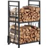 VEVOR 8.5FT Outdoor Firewood Rack with Cover, 102×14.2×46.1 in, Heavy Duty Firewood Holder & 600D Oxford Waterproof Cover for Fireplace, Patio, Indoor/Outdoor Log Storage Rack for 1/2 Cord of Firewood(1.3 FT)