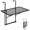 VEVOR Balcony Hanging Table, 24 x 16 inch Metal Folding Bar Table, Outdoor Balcony Railing Table, 5-Level Adjustable, Fits Railings 1″ to 4.7″, Black Stainless Steel