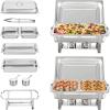 VEVOR Chafing Dish Buffet Set, 8 Qt 6 Pack, Stainless Steel Chafer with 6 Full Size Pans, Rectangle Catering Warmer Server with Lid Water Pan Stand Fuel Holder, for Weddings Parties Banquets, Silver(Silver)