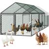 VEVOR Large Metal Chicken Coop, 19.7×9.8×6.5ft Walk-in Chicken Runs for Yard with Cover, Spire Roof Hen House with Security Lock for Outdoor and Backyard, Farm, Duck Rabbit Cage Poultry Pen(Black – Spire Roof)