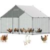 VEVOR Large Metal Chicken Coop, 19.7×9.8×6.5ft Walk-in Chicken Runs for Yard with Cover, Spire Roof Hen House with Security Lock for Outdoor and Backyard, Farm, Duck Rabbit Cage Poultry Pen(Silver – Spire Roof)
