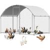 VEVOR Large Metal Chicken Coop, 19.7×9.8×6.5ft Walk-in Chicken Runs for Yard with Cover, Spire Roof Hen House with Security Lock for Outdoor and Backyard, Farm, Duck Rabbit Cage Poultry Pen(Silver – Dome Roof)