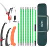 VEVOR Manual Pole Saw, 7.3-27 ft Extendable Tree Pruner, Sharp Steel Blade and Scissors High Branches Trimming, Branch Trimmer with Lightweight 8 Fiberglass Handles, for Pruning Palms and Shrubs(Pole Saw with Scissors)