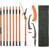 VEVOR Manual Pole Saw, 7.3-27 ft Extendable Tree Pruner, Sharp Steel Blade and Scissors High Branches Trimming, Branch Trimmer with Lightweight 8 Fiberglass Handles, for Pruning Palms and Shrubs(Pole Saw with Scissors – Pro)