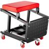 VEVOR Mechanic Stool Dual Storage Trays Rolling Stool and Garage Stool with Adjustable Height 23.6–29.5 in,Soft Waterproof Cushion 360° Swivel Casters 330 LBS Capacity Heavy Duty(two-in-one Stool)