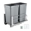 VEVOR Pull-Out Trash Can, 27 QT x2 Double Under Mount Kitchen Waste Container, Heavy Duty Garbage Recycling Bin with Door Kit and Soft Close Slide, for Kitchen Cabinet, Sink, Under Counter (Grey)(54QT)