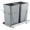 VEVOR Pull-Out Trash Can, 27 QT x2 Double Under Mount Kitchen Waste Container, Heavy Duty Garbage Recycling Bin with Door Kit and Soft Close Slide, for Kitchen Cabinet, Sink, Under Counter (Grey)(54QT(27QTx2))