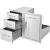 VEVOR Pull-Out Trash Drawer 13.4″W x 25.7″H x 19.6″D Lower Sliding Rails Steel Roll-Out Trash Bin Pull-Out Tray Outdoor Handled Kitchen Trash Drawer for BBQ Island Grill Station Trash Can NOT Included(Drawer+Door Combo)