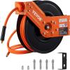 VEVOR Retractable Air Hose Reel, 3/8 IN x 50 FT Hybrid Air Hose Max 300PSI, Air Compressor Hose Reel with 5 ft Lead in, Ceiling/Wall Mount Heavy Duty Single Arm Steel Reel(Open Reel)