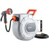 VEVOR Retractable Garden Hose Reel, 1/2 Inch x 65 ft Wall Mounted, Heavy Duty Garden Hose Reel with 9 Patterns Nozzle, Any Length Lock, Upgraded Slow Return System and 180°Swivel Bracket(1/2″ 50ft)
