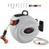 VEVOR Retractable Hose Reel, 65 ft x 5/8 inch, 180° Swivel Bracket Wall-Mounted, Garden Water Hose Reel with 9-Pattern Nozzle, Automatic Rewind, Lock at Any Length, and Slow Return System(65 ft)