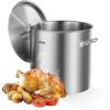 VEVOR Stainless Steel Stockpot, 84 Quart Large Cooking Pots, Cookware Sauce Pot with Basket, Lid, and Handle, Heavy Duty Commercial Grade Stock Pot, Sanding Treatment, for Large Groups Events Silver(53 Quarts)